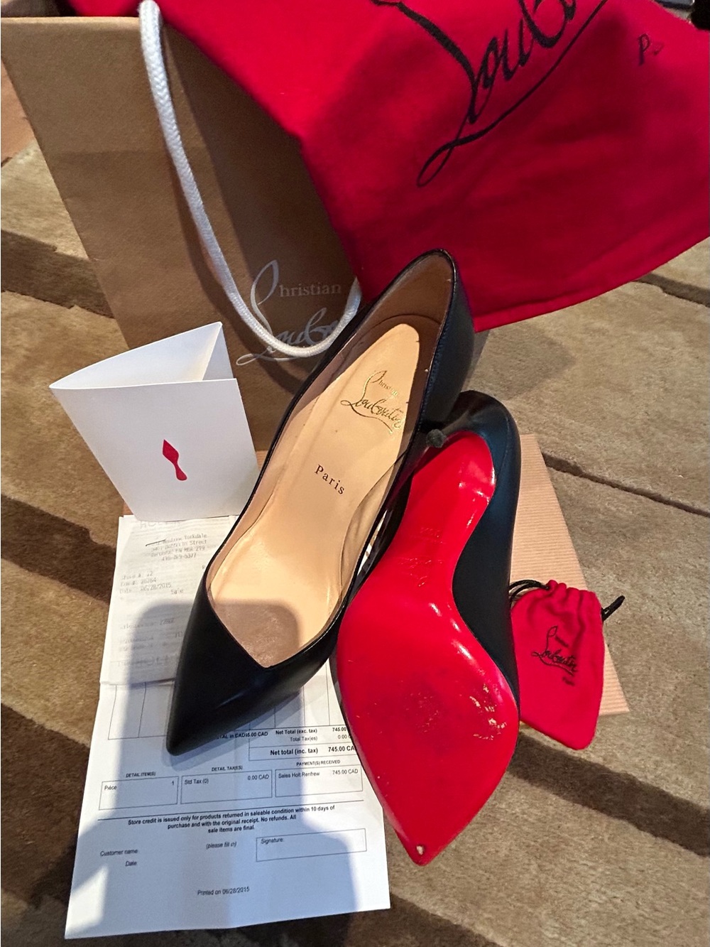 Christian Louboutin Corneille 100 Black Patent Pointed-Toe Pumps with Red Sole